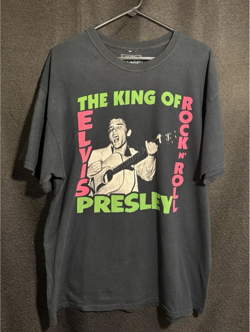 Vintage Elvis Presley King of Rock N Roll Graphic T Shirt Mens XL Black